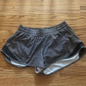 Lululemon gray low rise hotty hot shorts